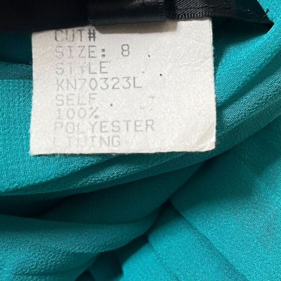 Tadashi Shoji Off Shoulder Maxi Dress Blue Women’s Size 8 Pleated Chiffon - Picture 9 of 16